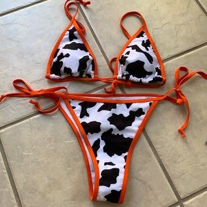 Cow print bathing suit